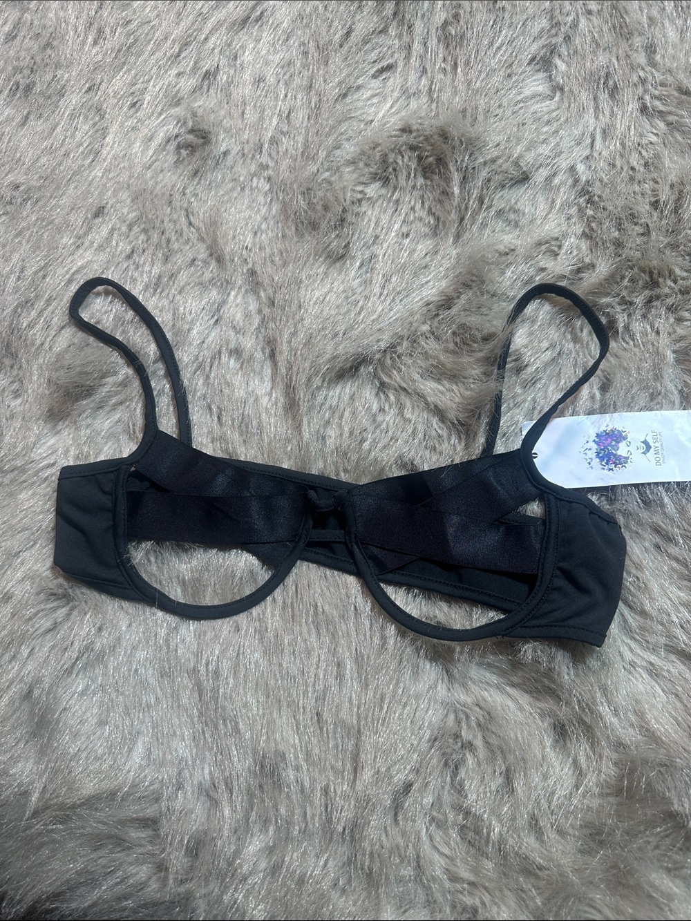 Strappy Half-Cup Bra in Black